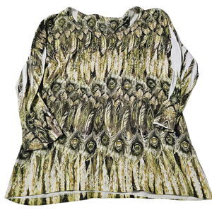 Jane Ashley Womens Top Multi-Color Size XL 100% Cotton 3/4 Sleeve Pullover